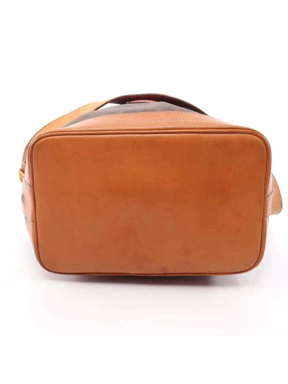 Celine Shoulder Bag Macadam Drawstring Beige Brown Canvas Leather